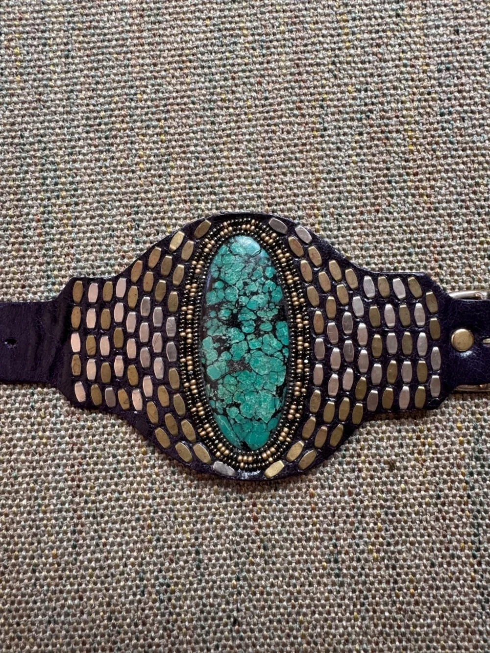 Calleen Cordero Leather Cuff with Turquoise